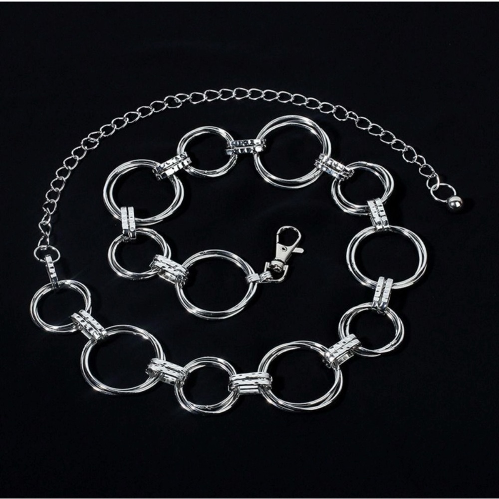 Silver metal waist chain belt